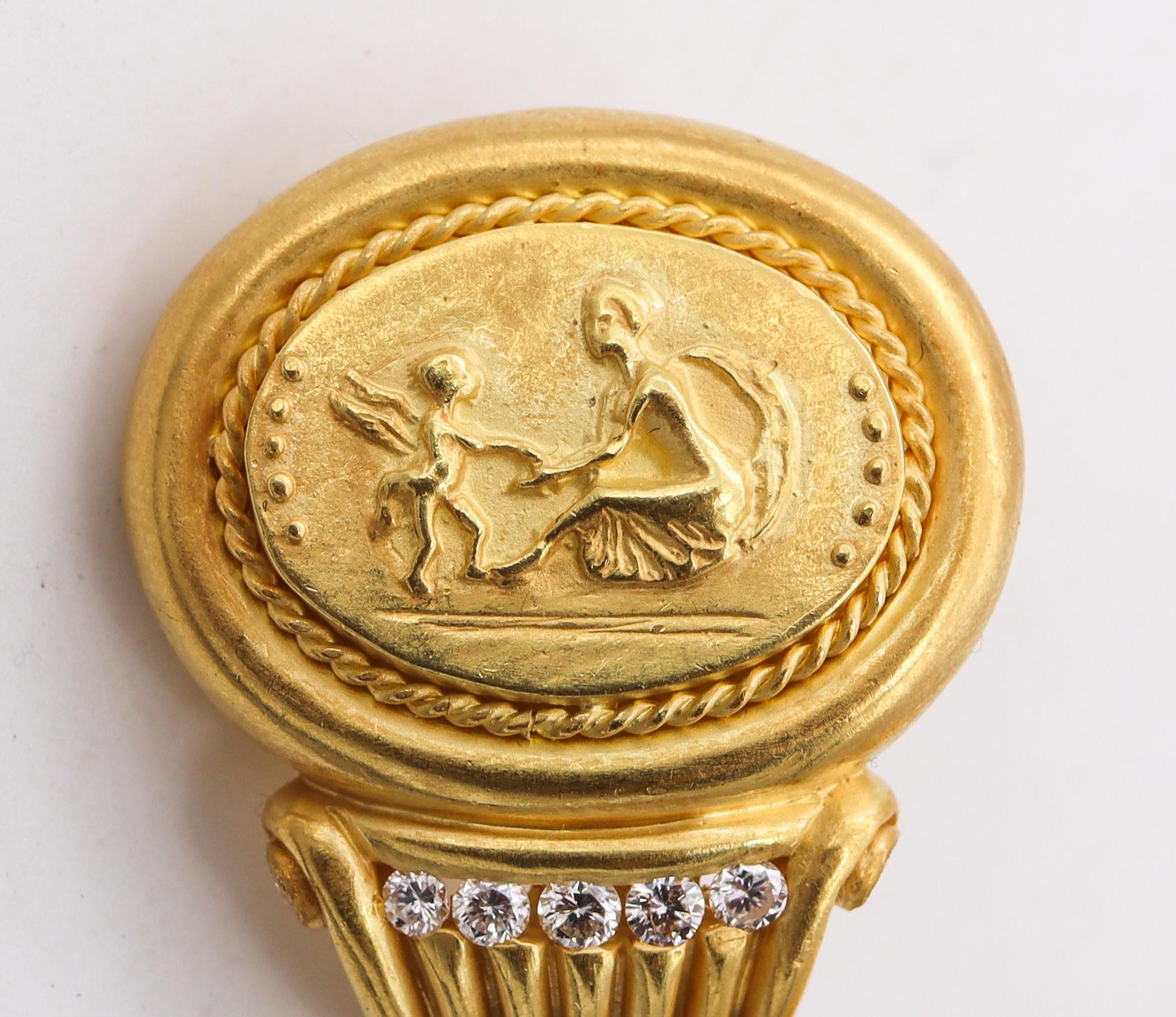 SeidenGang Roman Revival Klassische Ohrringe aus 18 Karat Gelbgold mit VS Diamanten (Brillantschliff) im Angebot