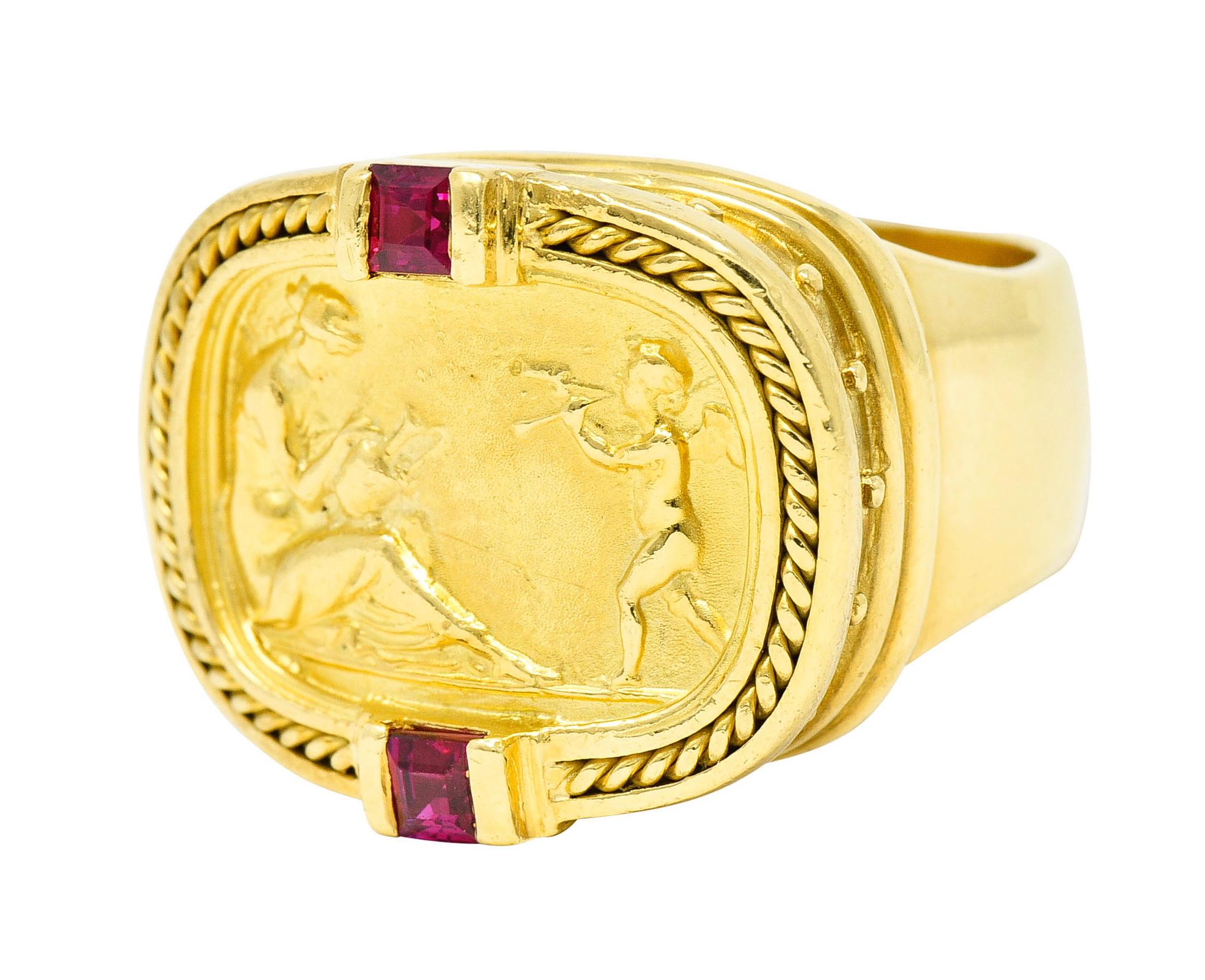 SeidenGang Ruby 18 Karat Yellow Gold Cupid Venus Classic Ring In Excellent Condition In Philadelphia, PA
