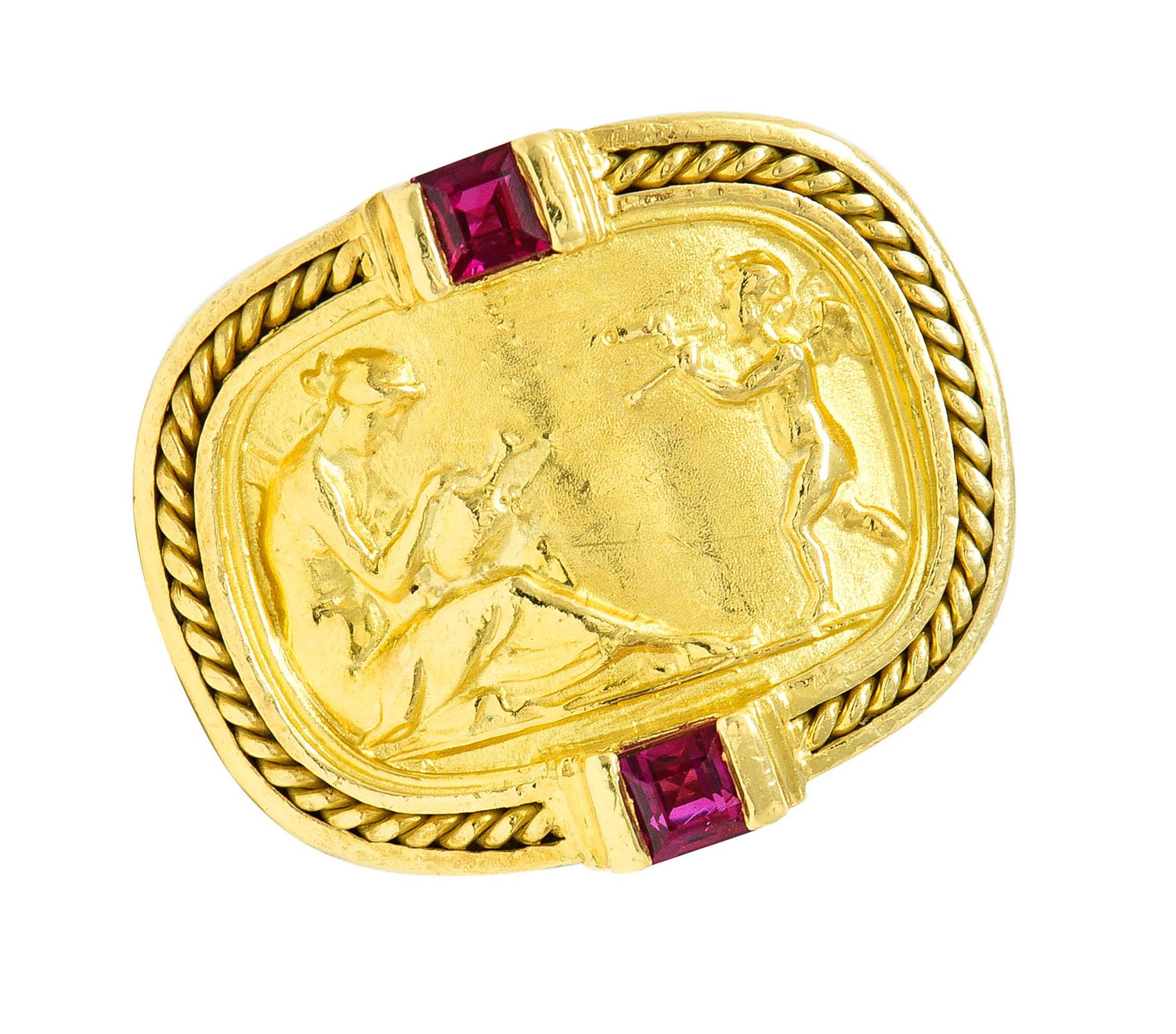 Women's or Men's SeidenGang Ruby 18 Karat Yellow Gold Cupid Venus Classic Ring