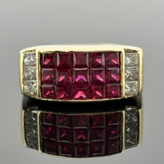 SeidenGang Bague en or jaune 18k avec rubis et diamants