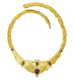 SeidenGang Sapphire Diamond Garnet 18 Karat Gold Odyssey Collar Necklace