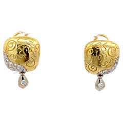 Seidengang Pendants d'oreilles carrés en or jaune et blanc 18 carats