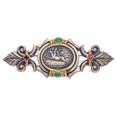 SeidenGang Spilla in argento sterling e oro 18 carati con granato e smeraldo Pegasus