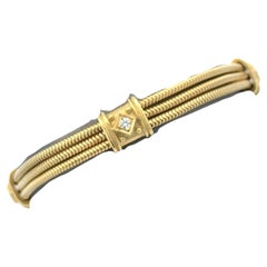 SeidenGang Schlangenkette-Armband, dreireihige Diamanten 18 Karat Gelbgold