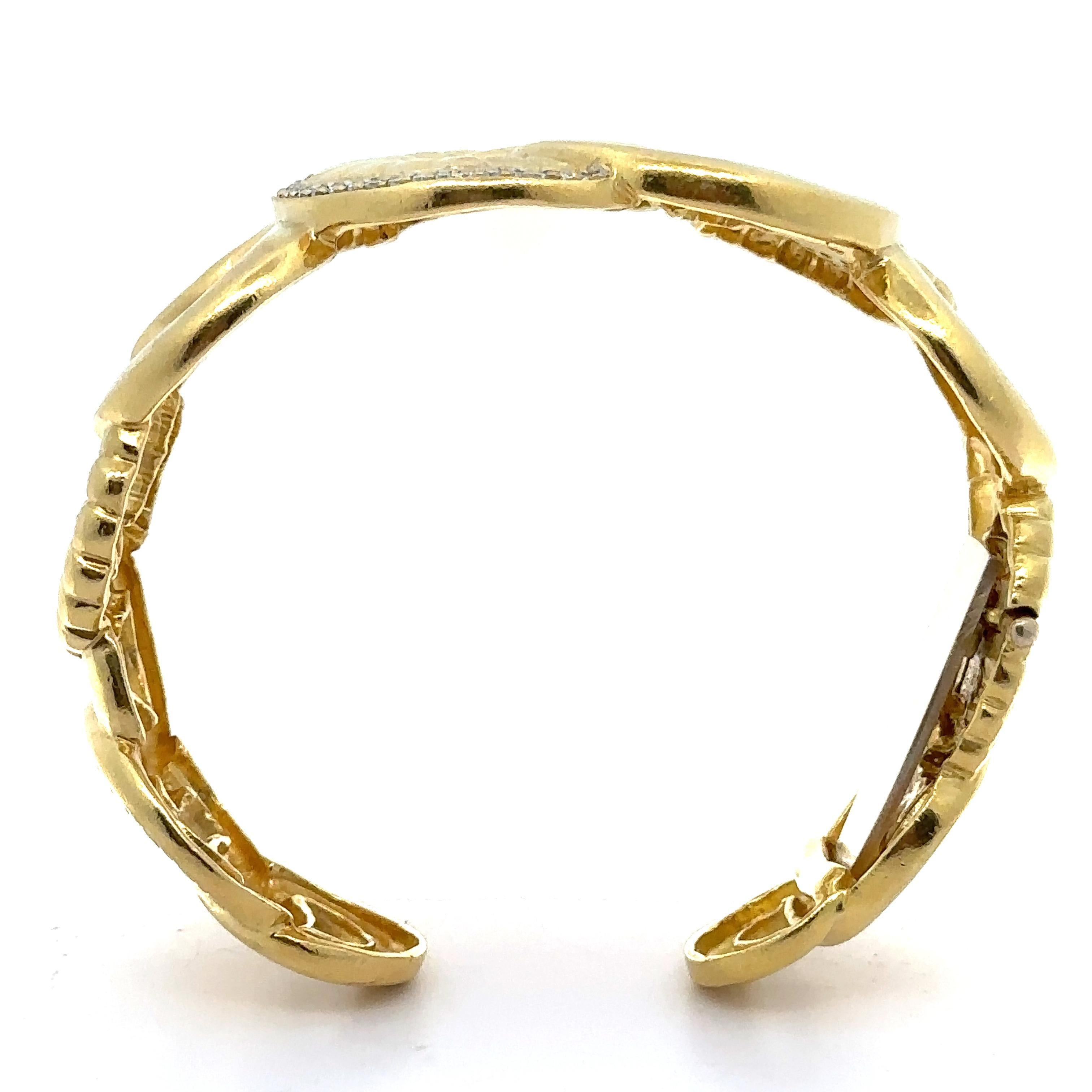 SeidenGang Toujours 18k Gold 1ct Diamond Interlocking Circles Breite Manschette Armband im Angebot 8