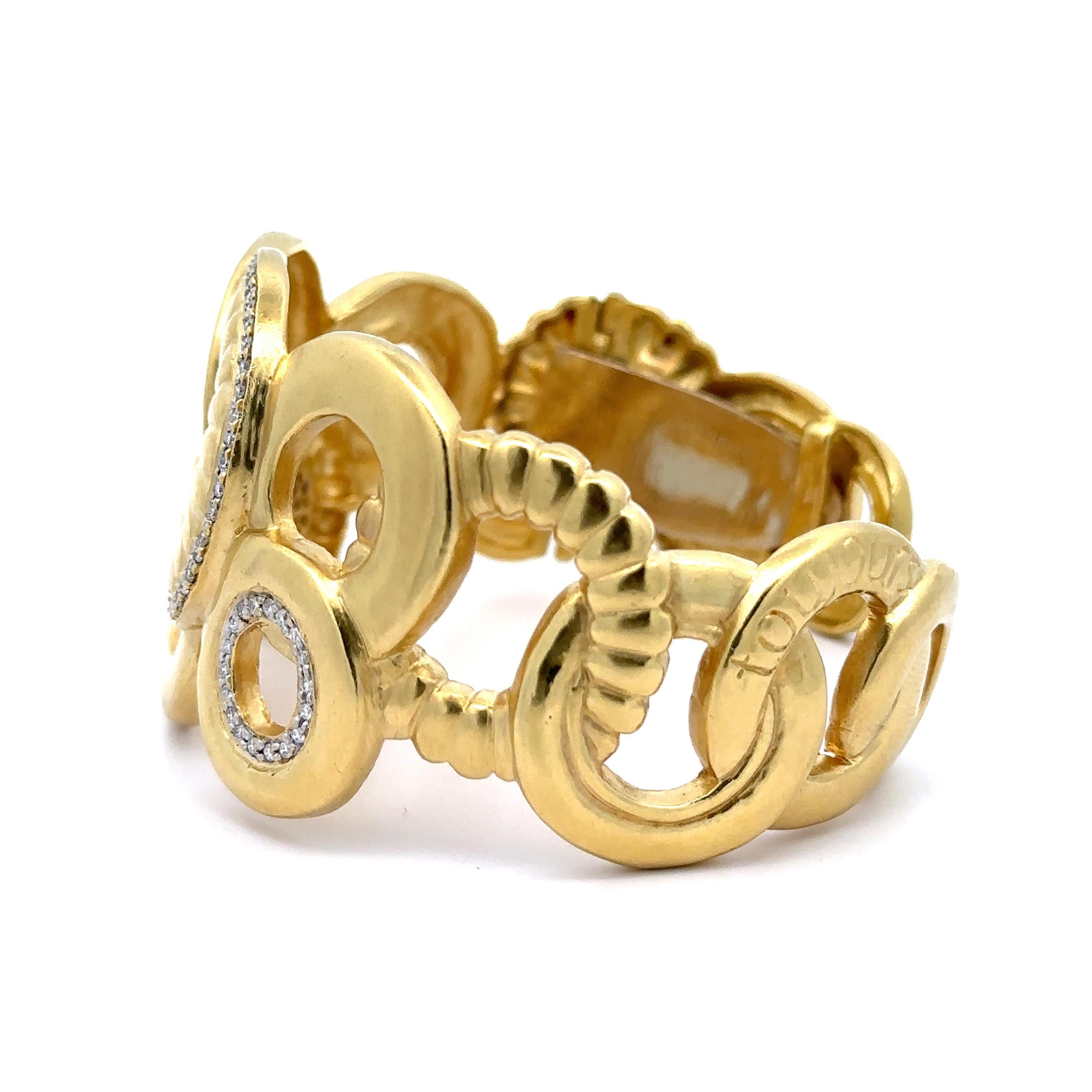 SeidenGang Toujours 18k Gold 1ct Diamond Interlocking Circles Breite Manschette Armband im Angebot 11