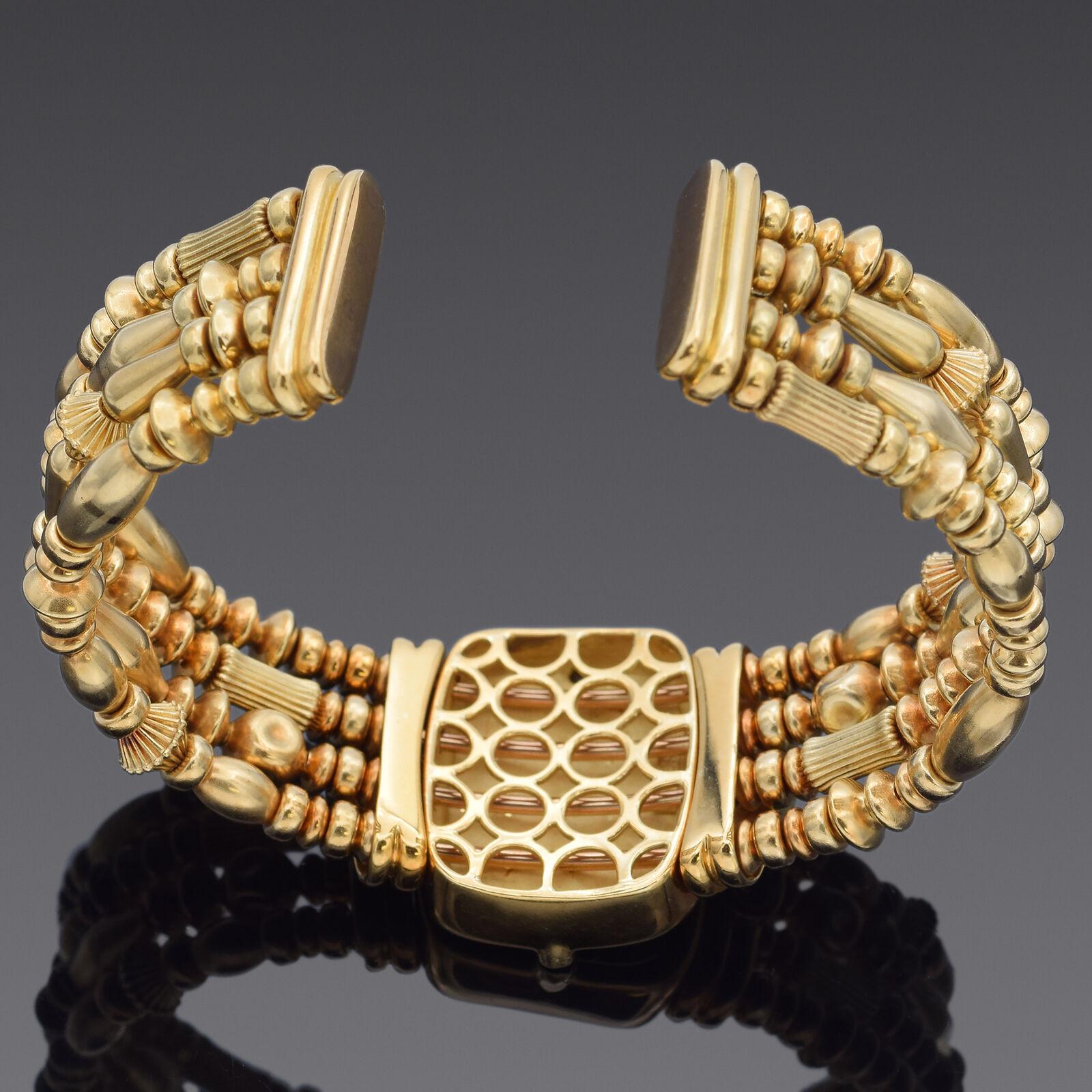 SeidenGang Tourmaline & Diamond Yellow Gold Cameo Tagliamonte Bracelet In Good Condition For Sale In New York, NY