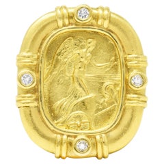 SeidenGang Vintage Diamond 18 Karat Yellow Gold Classic Nike Cameo Ring