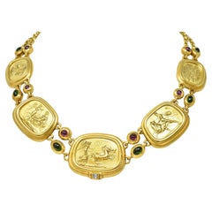 SeidenGang Vintage Diamond 18K Yellow Gold Hercules Greek Mythology Necklace