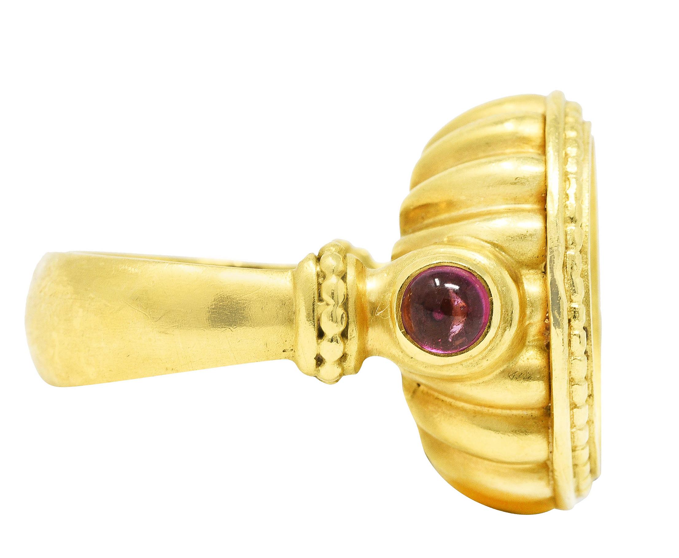 Contemporary SeidenGang Vintage Garnet 18 Karat Yellow Gold Classic Hercules Cameo Ring