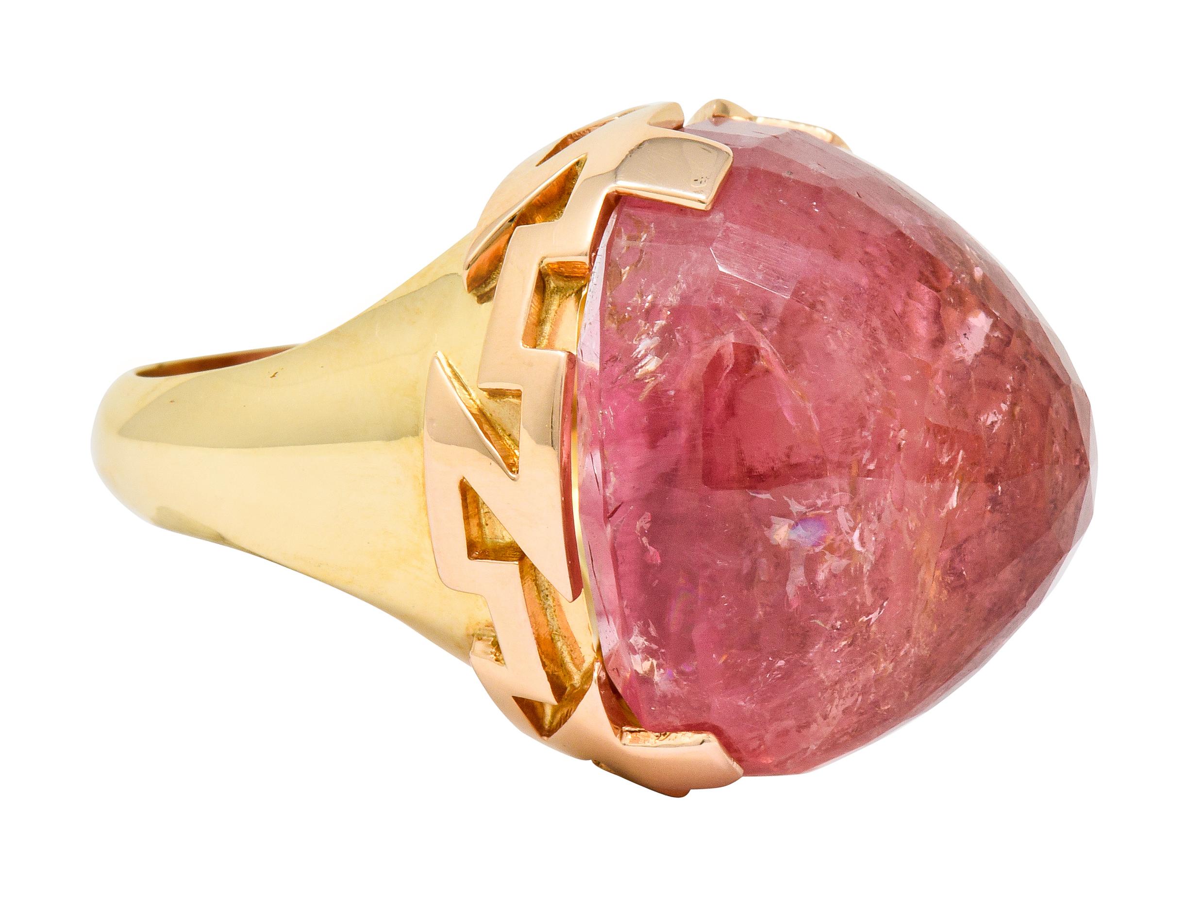 SeidenGang Vintage Pink Tourmaline 14 Karat Yellow Gold Cocktail Ring In Excellent Condition In Philadelphia, PA