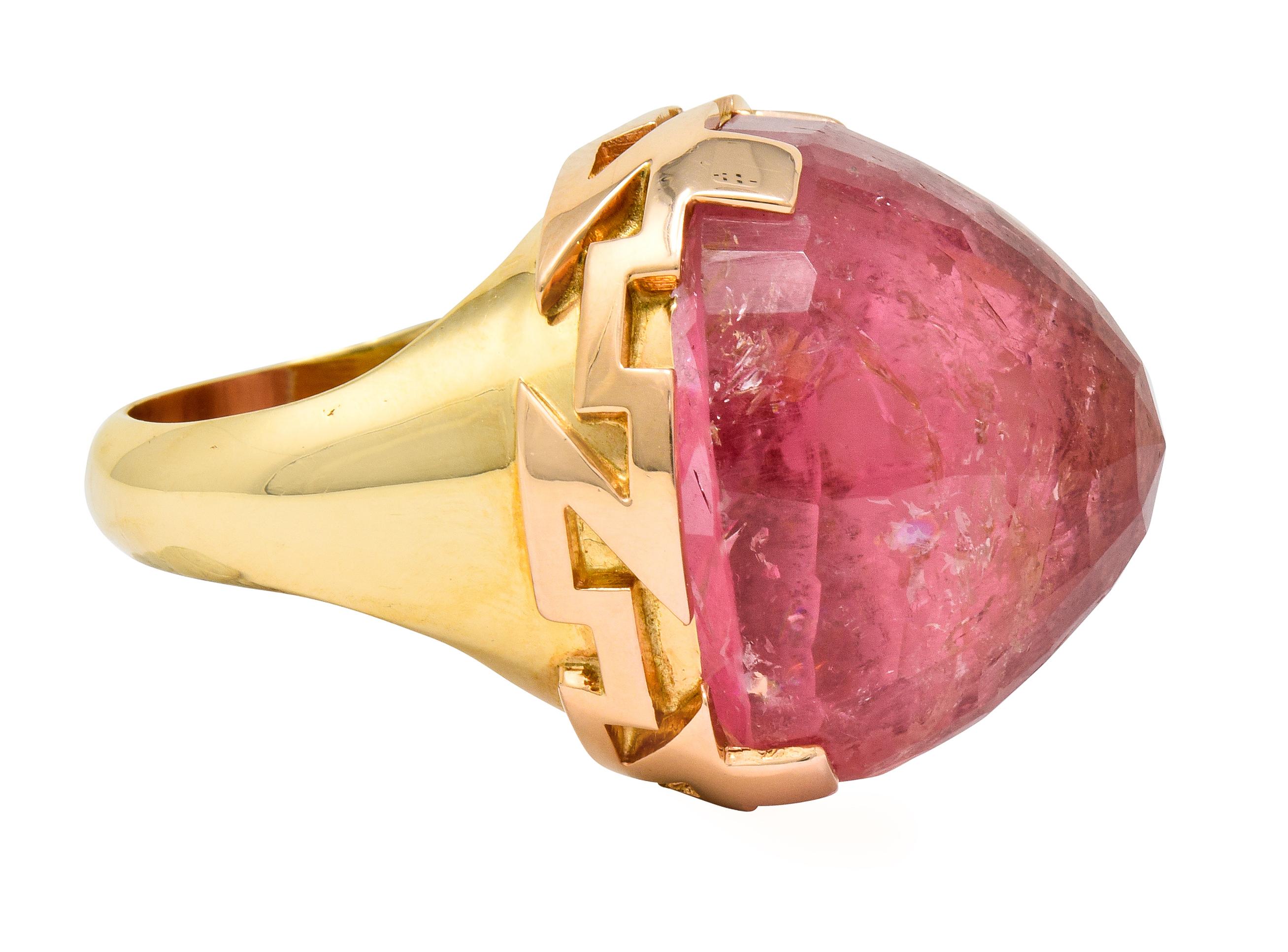Women's or Men's SeidenGang Vintage Pink Tourmaline 14 Karat Yellow Gold Cocktail Ring
