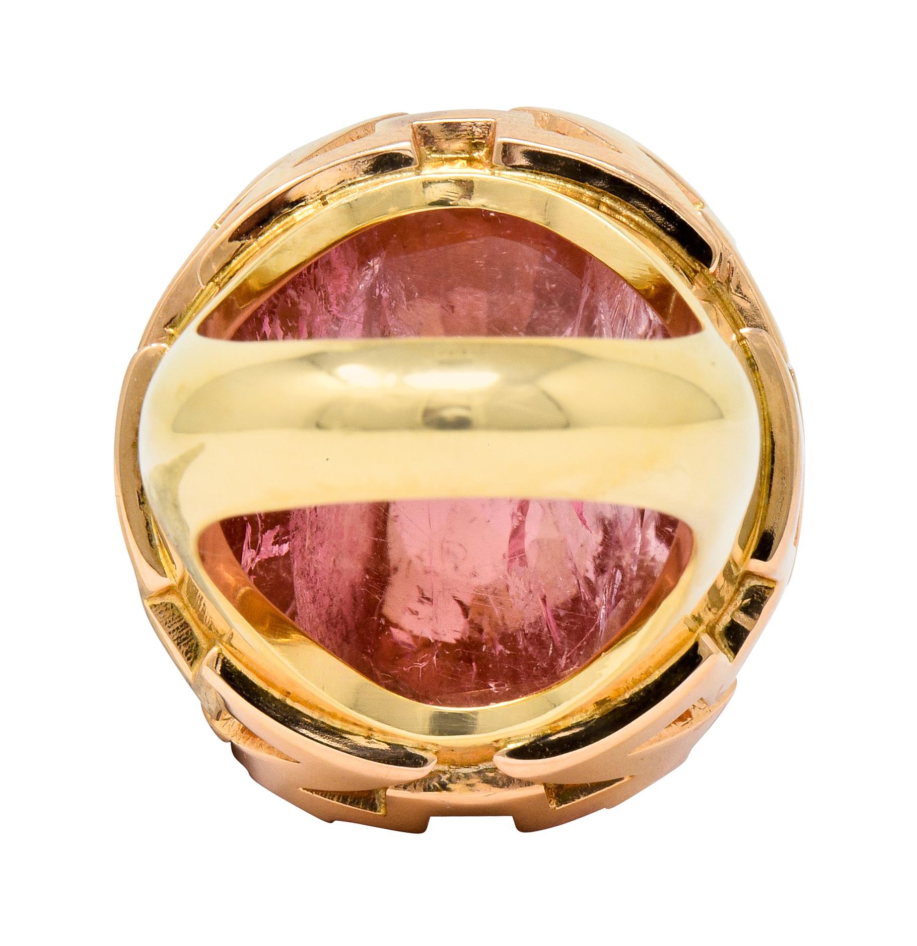 SeidenGang Vintage Pink Tourmaline 14 Karat Yellow Gold Cocktail Ring 1