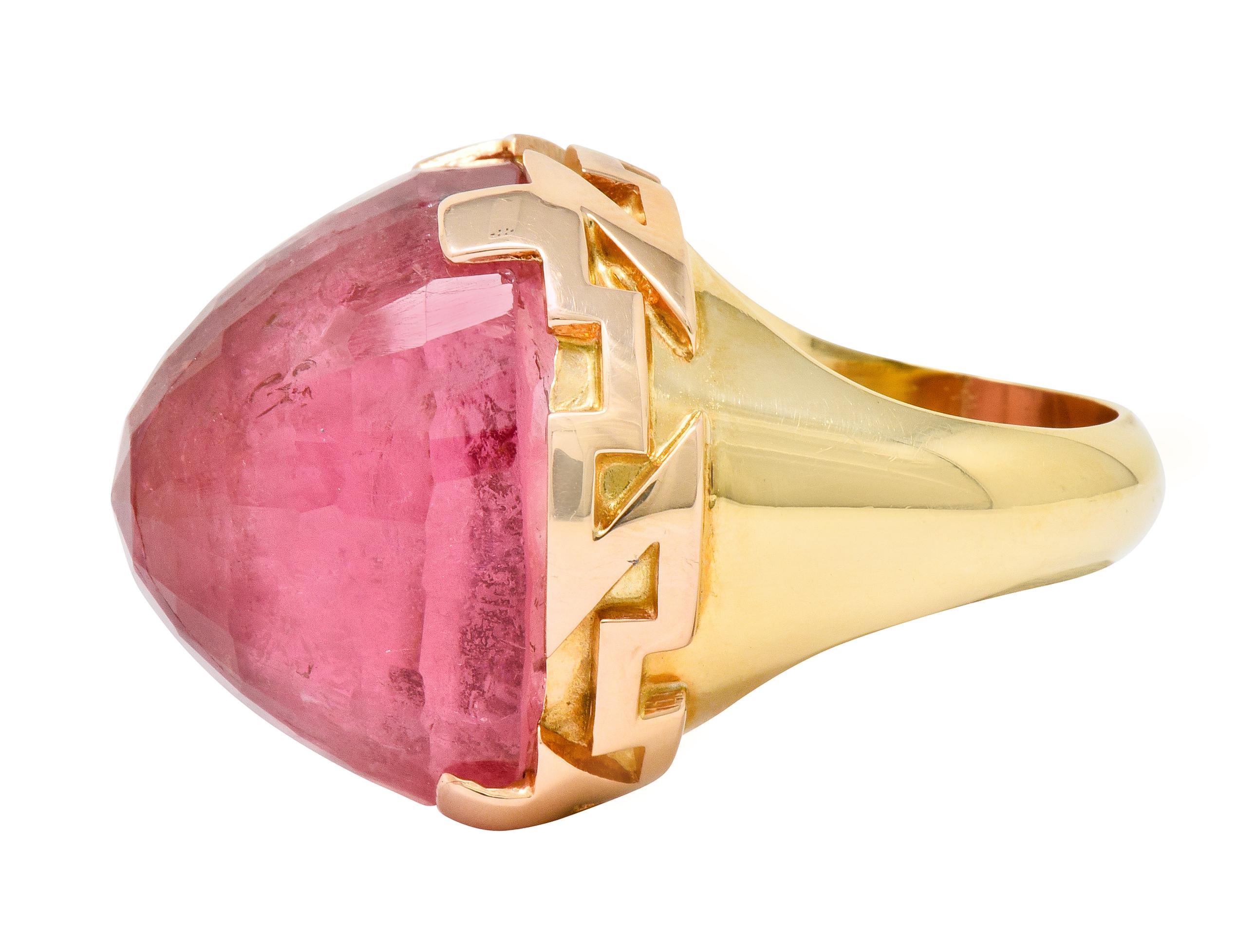 SeidenGang Vintage Pink Tourmaline 14 Karat Yellow Gold Cocktail Ring 2