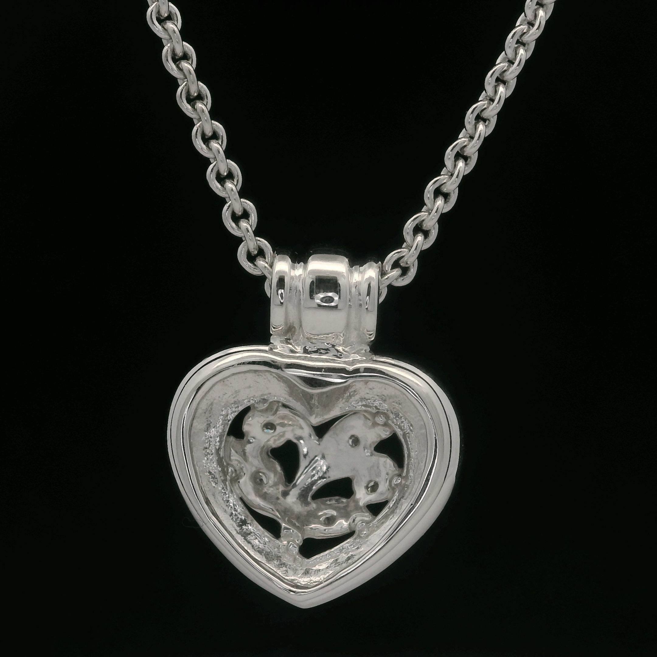 SeidenGang Ciondolo a forma di cuore con diamante in oro bianco da 14