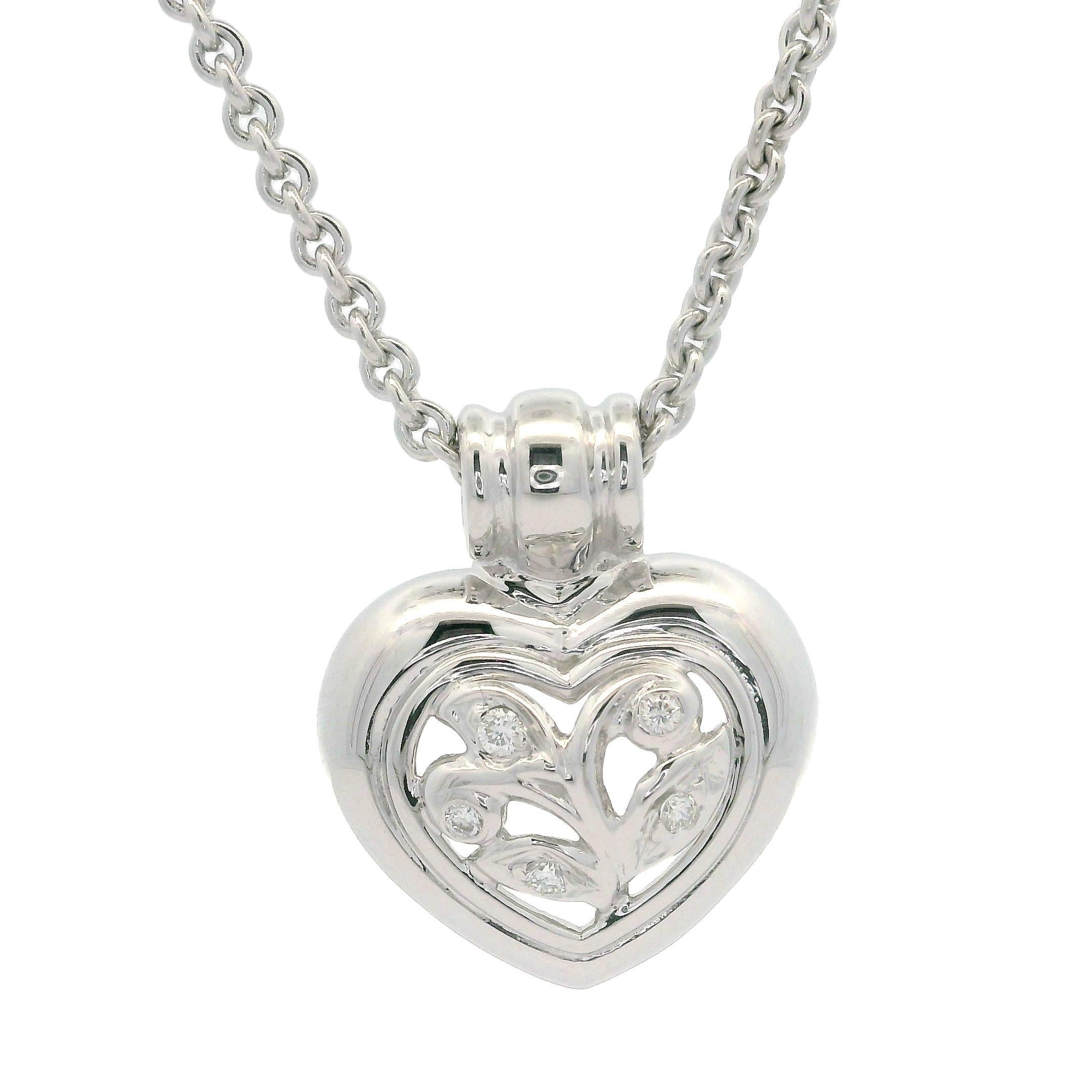SeidenGang Ciondolo a forma di cuore con diamante in oro bianco da 14