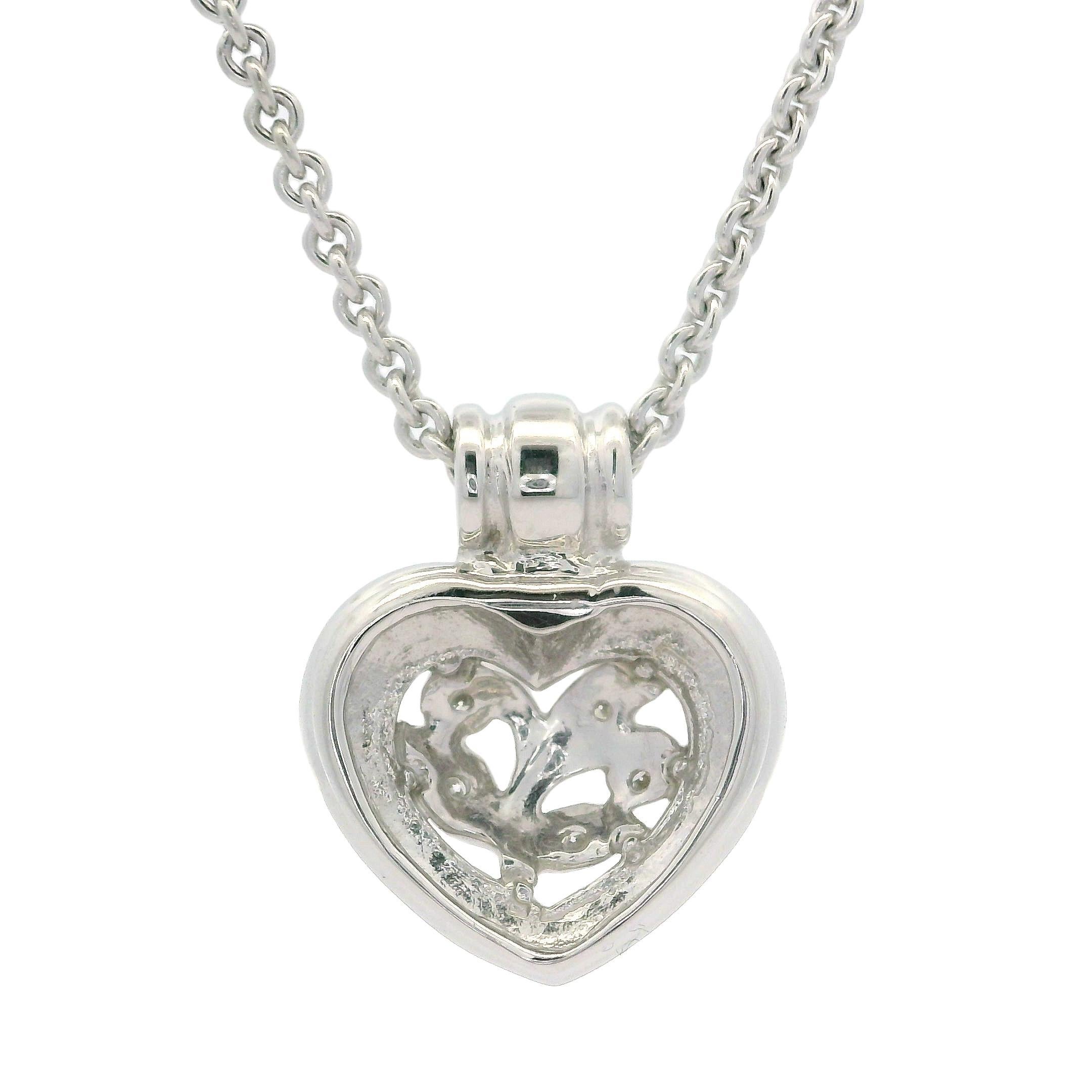 SeidenGang Ciondolo a forma di cuore con diamante in oro bianco da 14