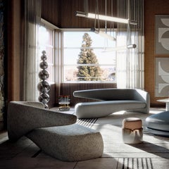 SEIDON Gray Two-Seater sculptural Sofa