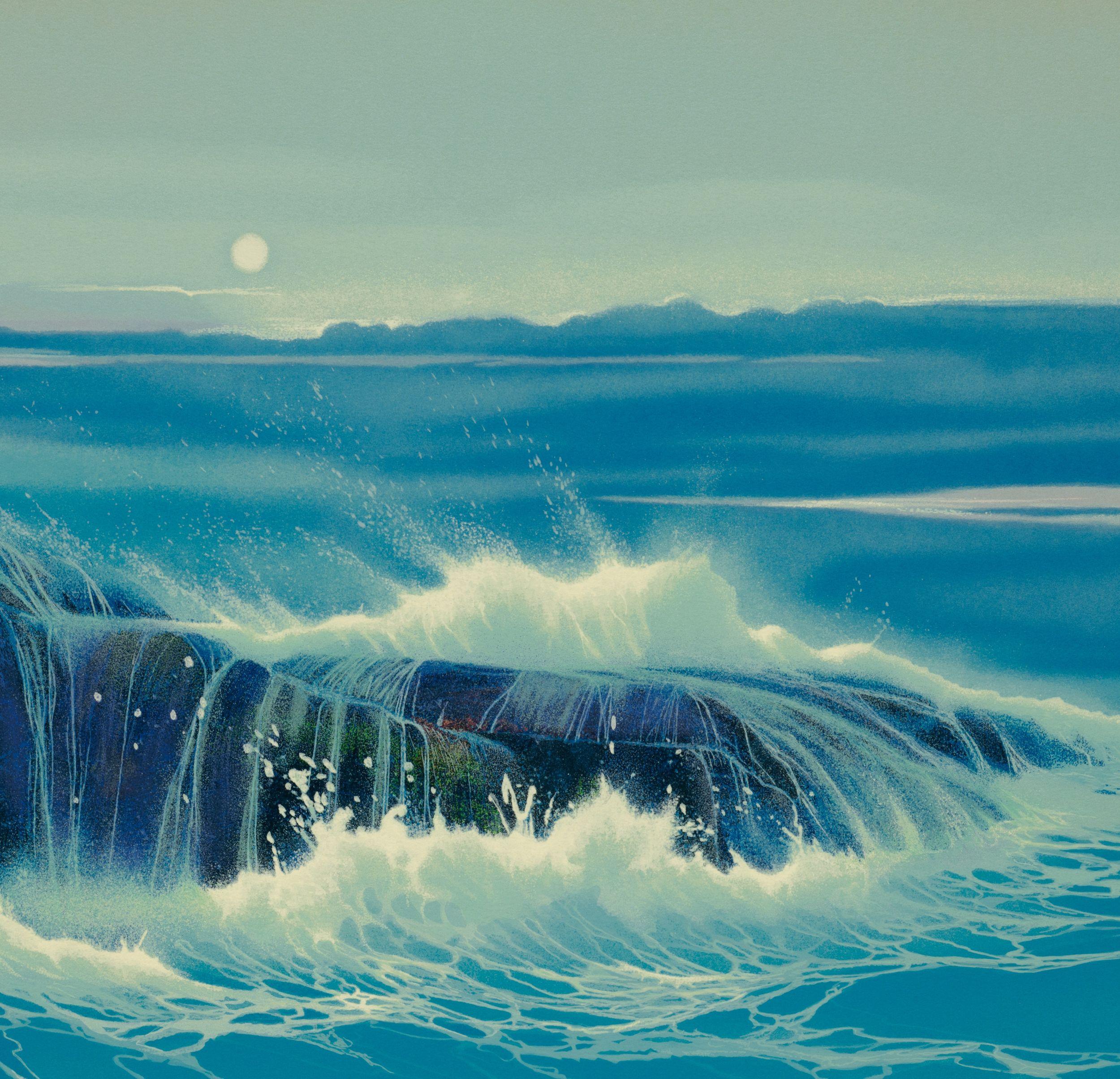 Distant Moon - Gray Landscape Print by Seikichi Takara