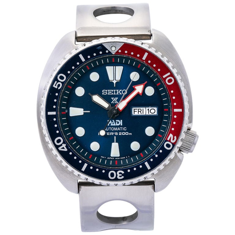 Seiko Air Diver''s 4R36-05HO Blue Dial Pepsi Bezel Men''s Watch 2016 at 1stDibs | seiko blue and red bezel watch, white dial pepsi bezel, red and blue bezel