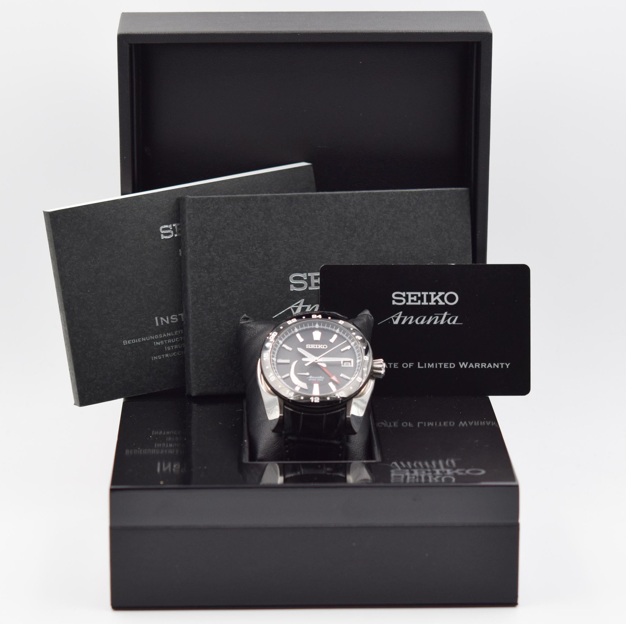 Women's Seiko Ananta SNR021 Spring Drive GMT Black Dial