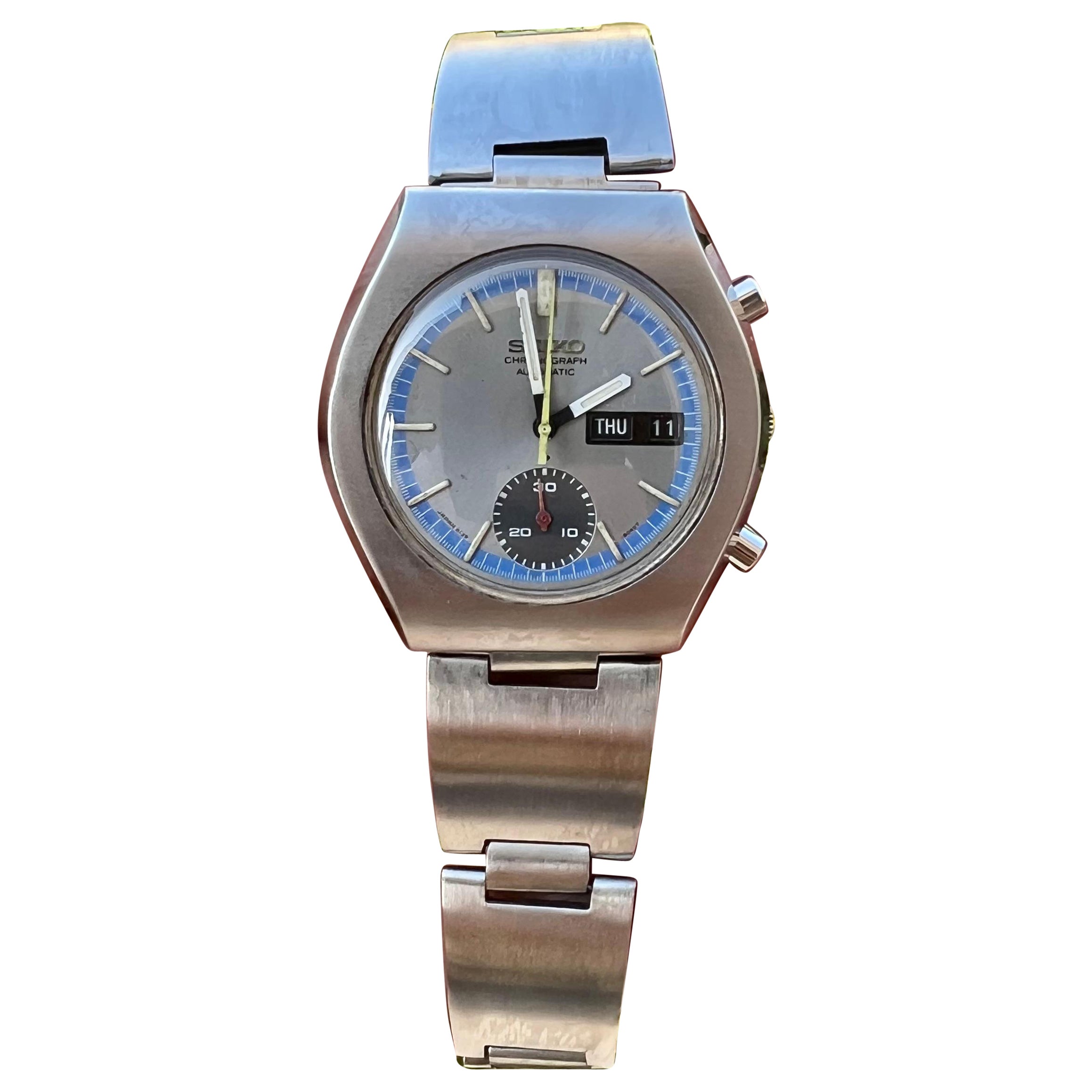 Reloj Seiko Cron�ógrafo Retro Racer Esfera Plateada Cronógrafo Automático 6139-8020