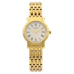 Seiko Date Gold-Tone Stainless Steel Beige Dial Ladies Quartz Watch SXB420P1