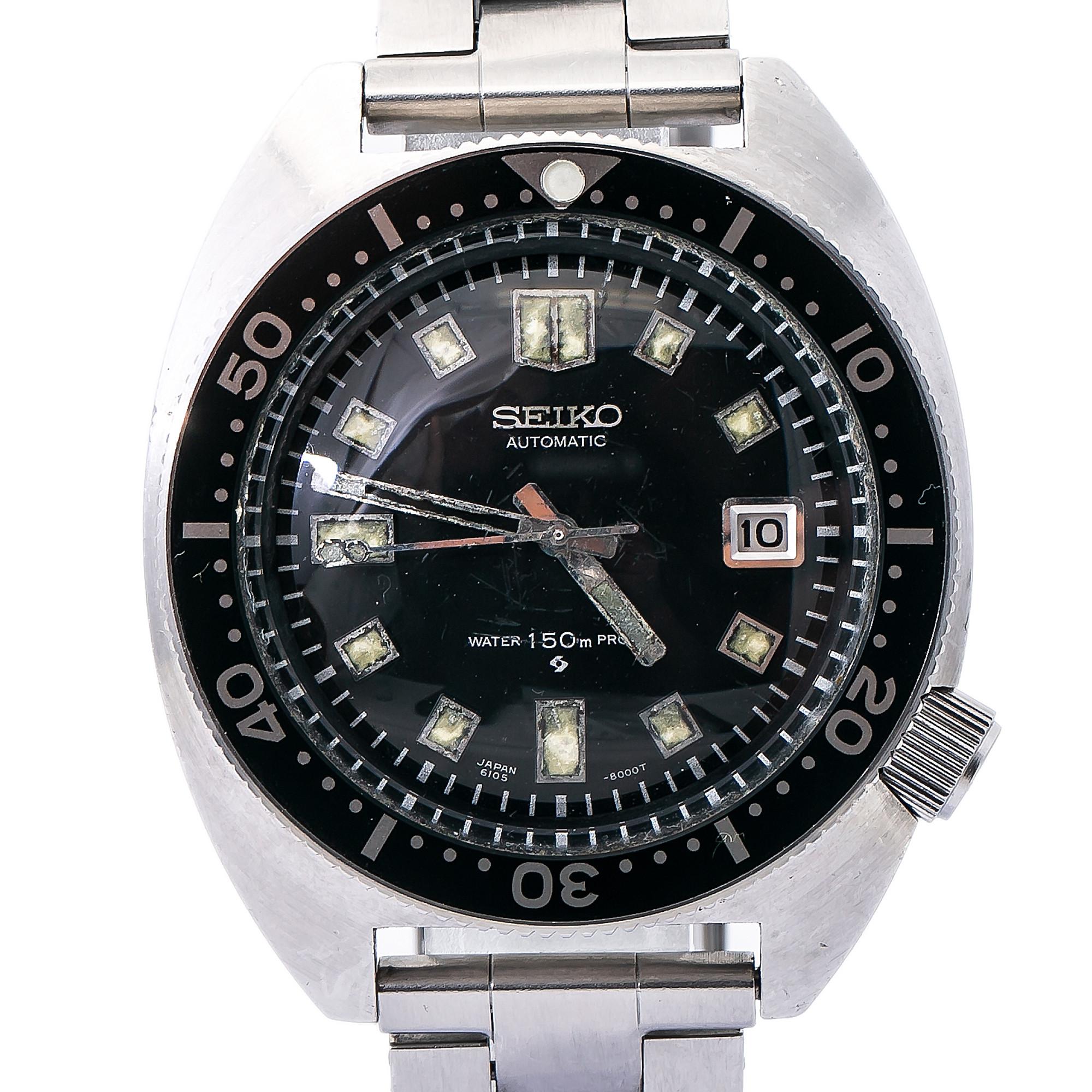 Modern Seiko Diver's 6105-8000 Automatic Vintage Men's Watch Year1969 SS For Sale