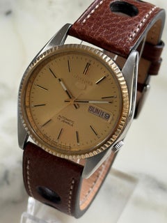 Seiko Five Day Date Auto, Gold Plated Bezel, Steel Case, Gold Tone Dial, 1989.