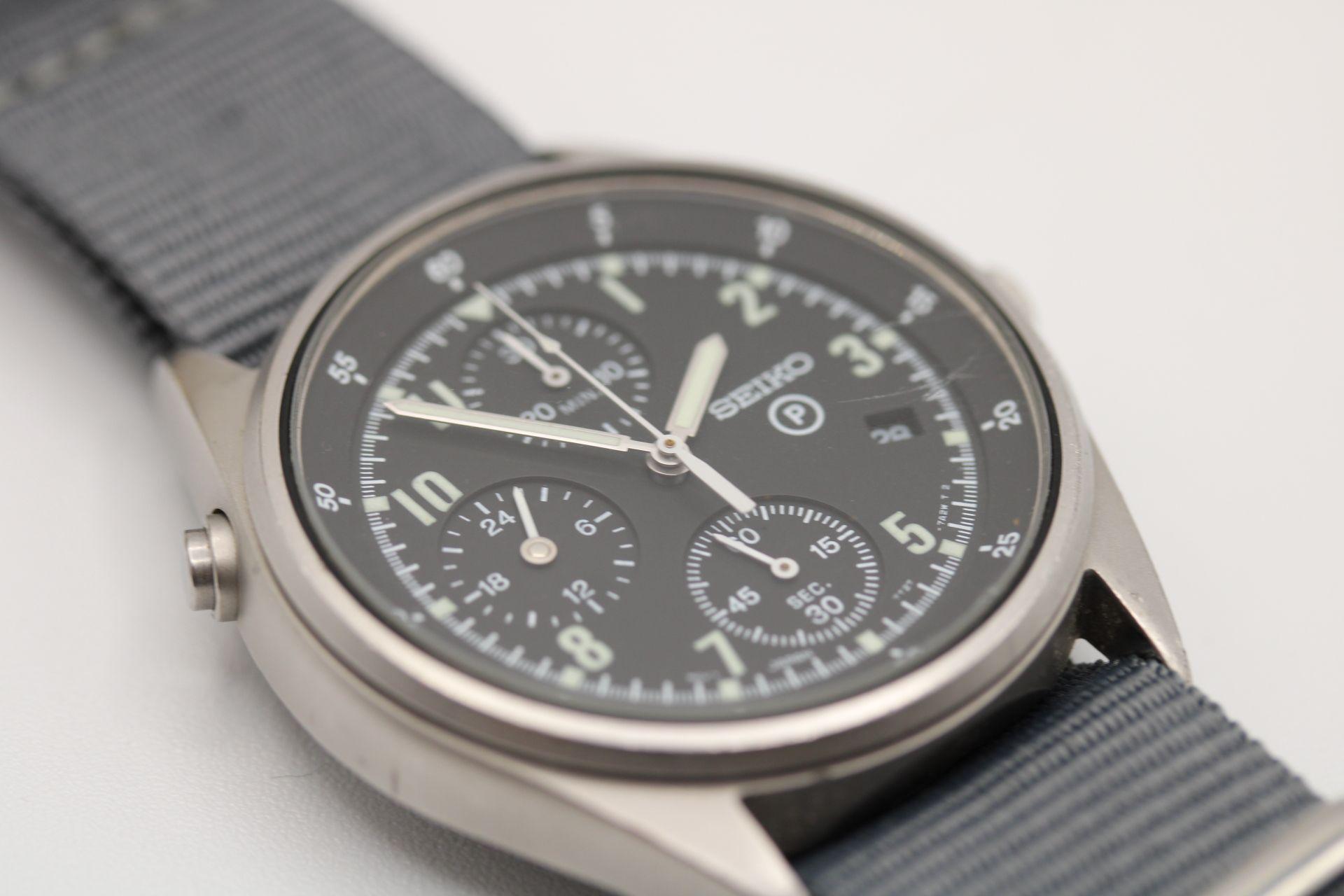 This Seiko 2nd Generation British Military Issued Chronograph arrives with us in its original condition with all markings to case back. Glass is a little scratched in places however we have chosen to leave this original.

38mm stainless steel case