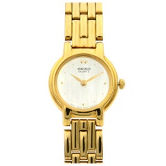 Used Seiko Gold Tone Stainless Steel Mother of Pearl Dial Quartz Ladies Watch SXJB70