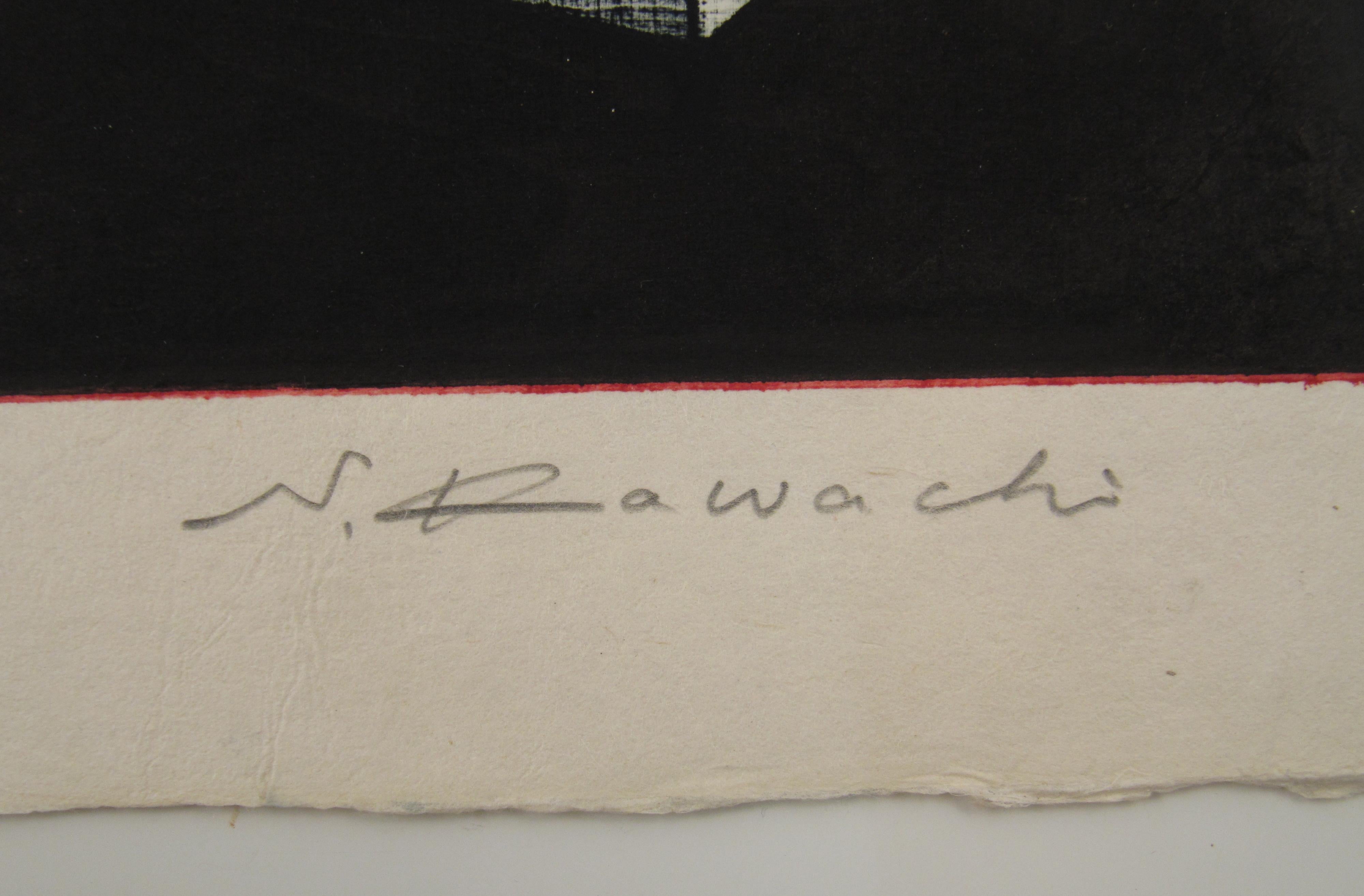 Seiko Kawachi (1948) Pilar de Katsura Gran xilografía surrealista Japón 1979 en venta 5