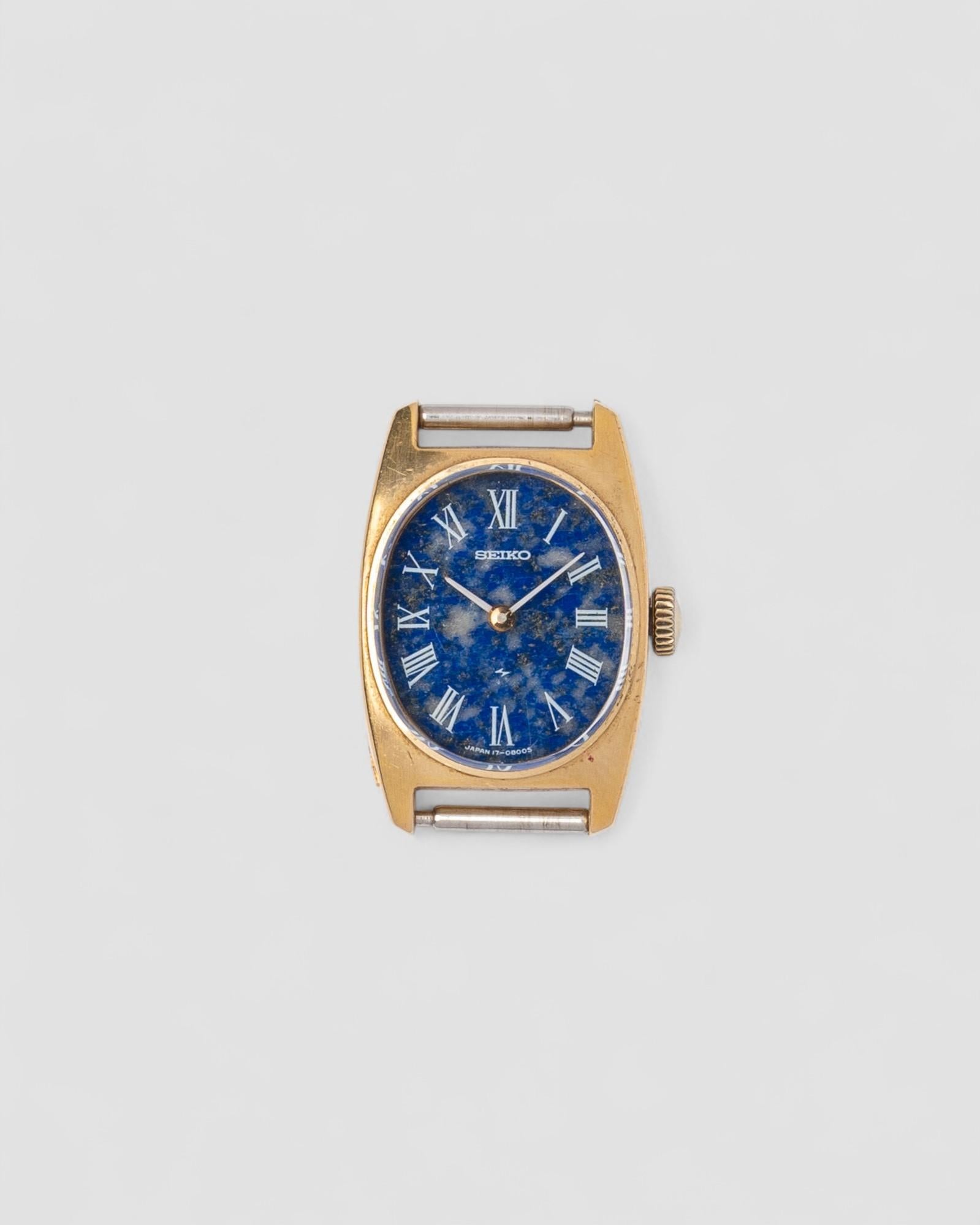 Seiko Mini Gold Nugget Sodalite Dial 18k 17-7140 1960s Pour femmes en vente