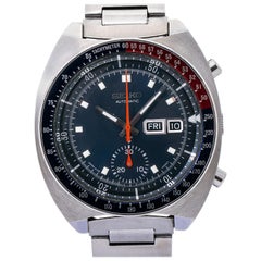 Seiko Pogue Pepsi 6139-6005 Automatic Retro Watch Chronograph Blue Dial