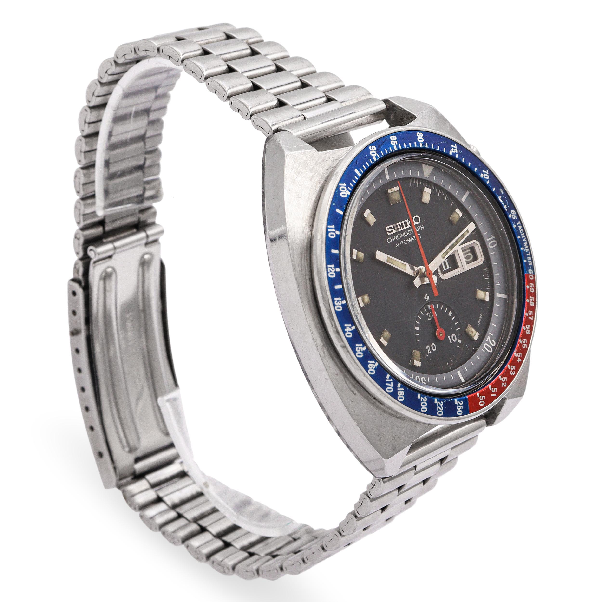 Reloj Seiko Pogue Cronógrafo Automático de Acero Inoxidable para Hombre Ref. 6139-6002 en Bueno estado para la venta en New York, NY