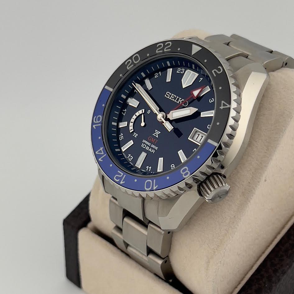 Seiko Prospex LX Line Spring Drive SNR049 44.8mm Blau Schwarz Titanium Box Papiere im Angebot 2