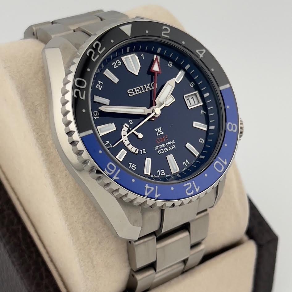 Seiko Prospex LX Line Spring Drive SNR049 44.8mm Blau Schwarz Titanium Box Papiere im Angebot 3