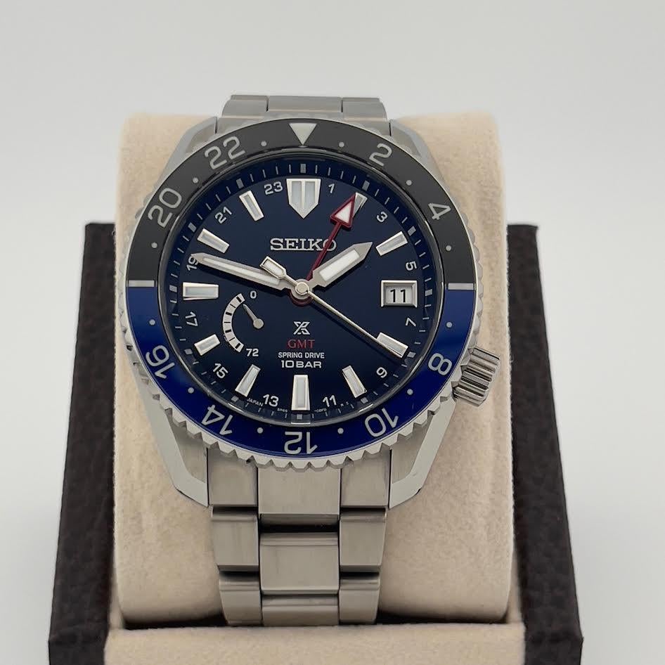 Seiko Prospex LX Line Spring Drive SNR049 44.8mm Blau Schwarz Titanium Box Papiere im Angebot 4