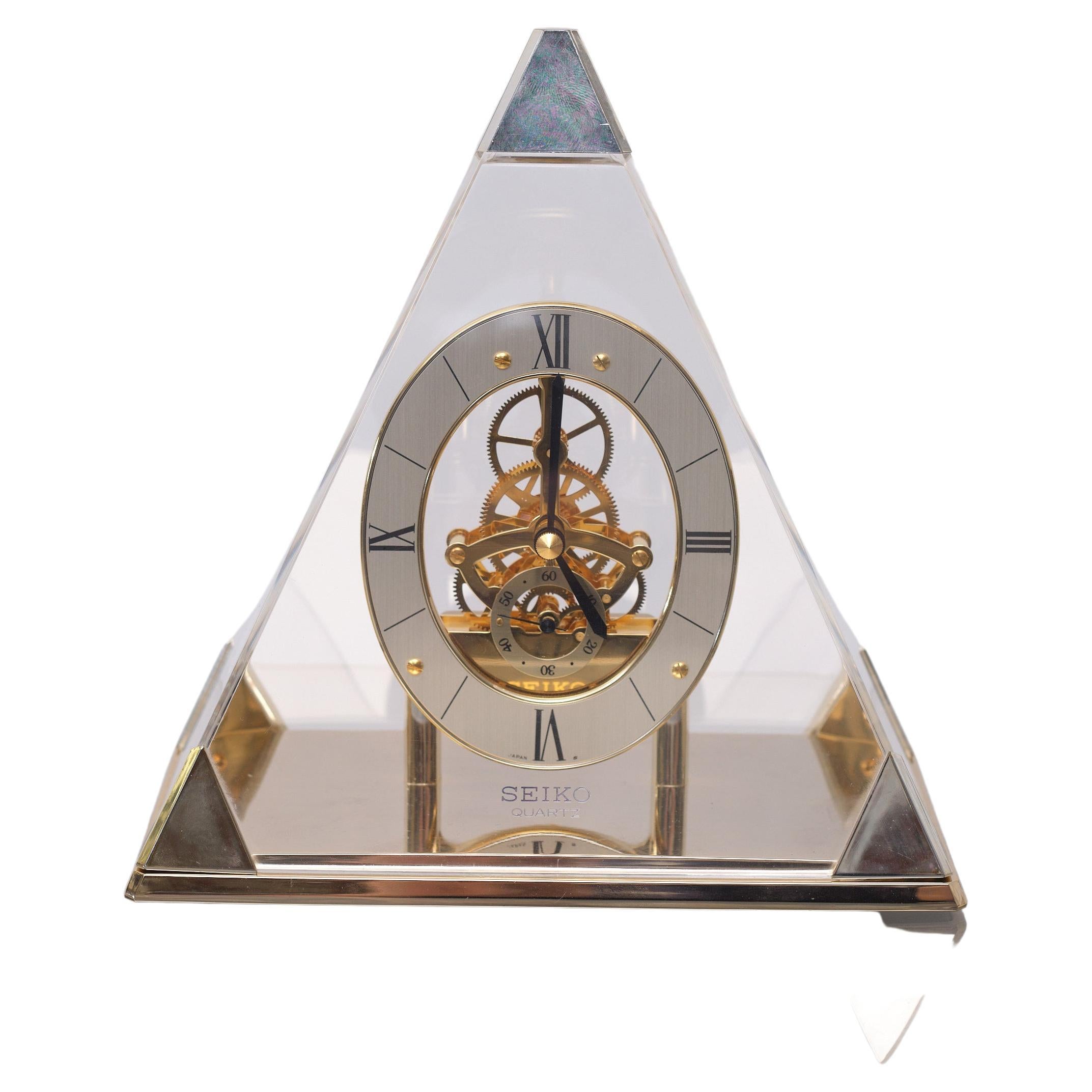 Seiko Quarts Pyramid Skeleton Clock 1980s Japan