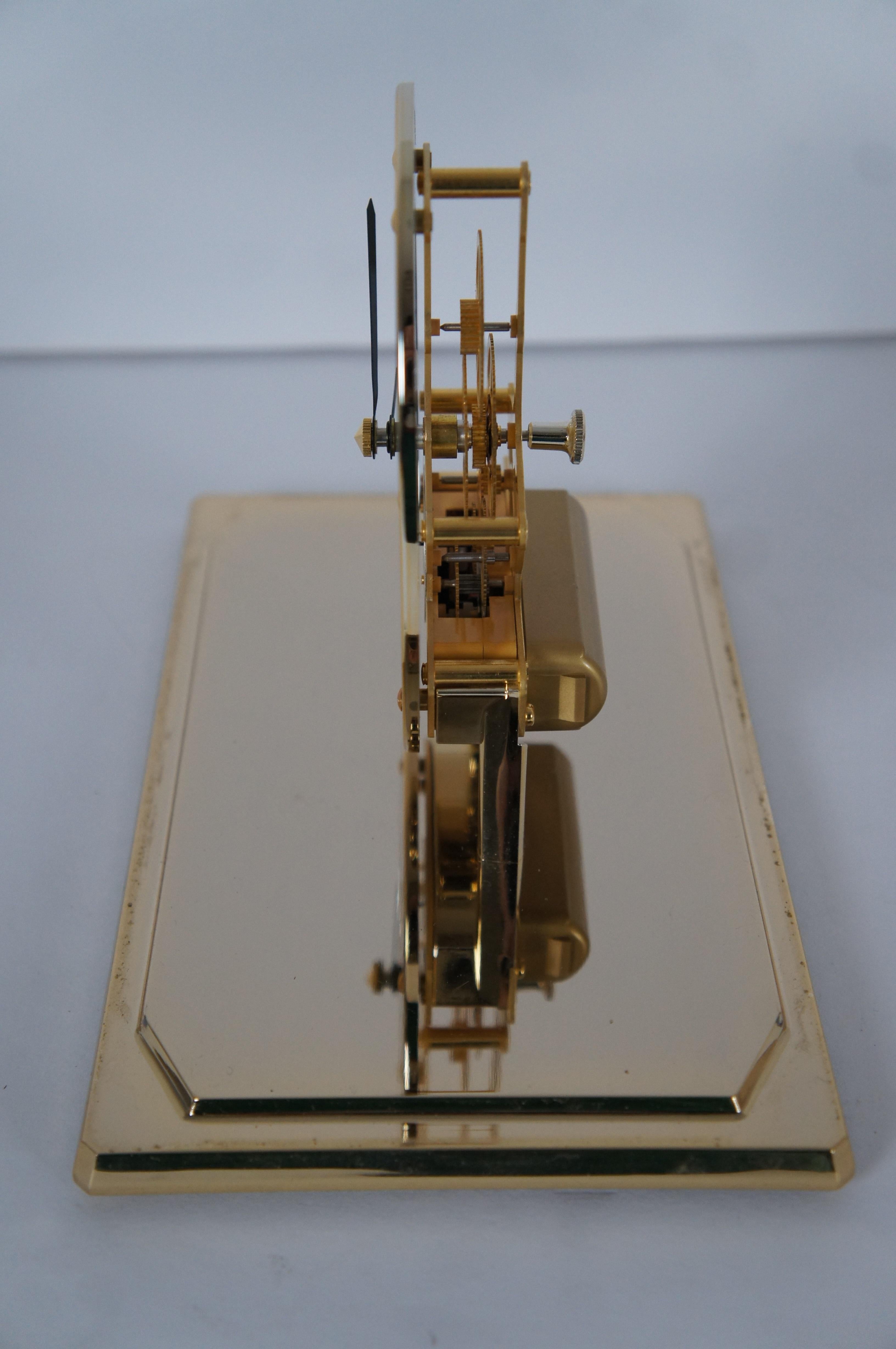 Seiko Quartz Brass Lucite Pyramid Skeleton Desk Bookcase Mantel Clock Japan 9