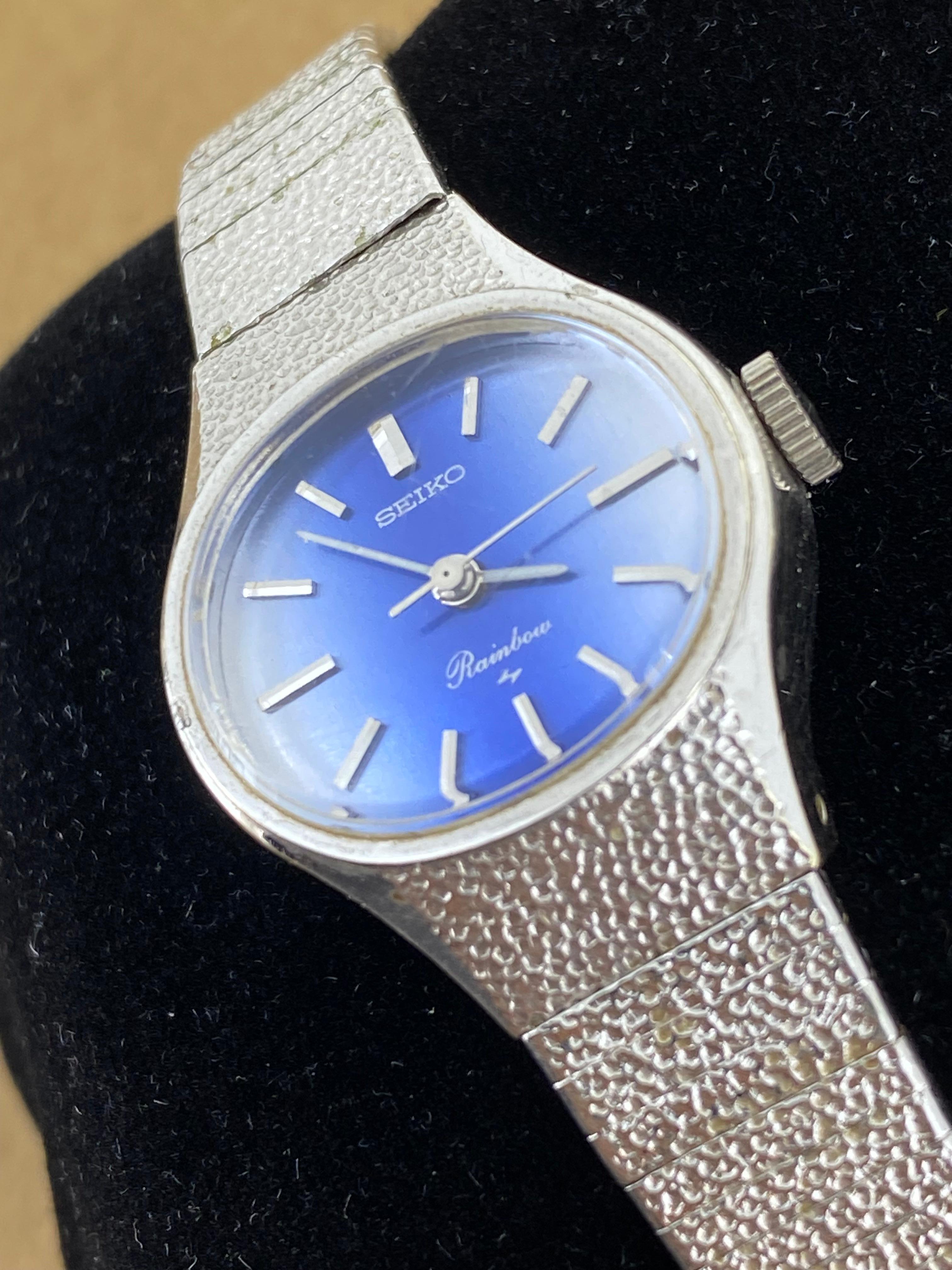 Seiko Rainbow White Gold-Plated Vintage 1970's Japan Automatic Ladies Watch In Excellent Condition In MELBOURNE, AU