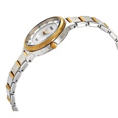 Seiko Solar Stainless Steel Two-Tone White MOP Dial Ladies Watch V137-0CN0