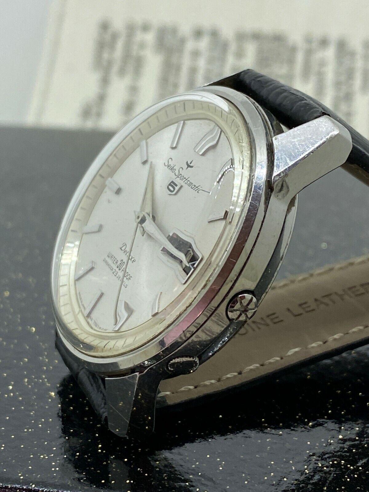 Retro Seiko Sportsmatic 5 Delux Day Date 39mm cal 7606A Automatic Gents' Watch c1964 For Sale
