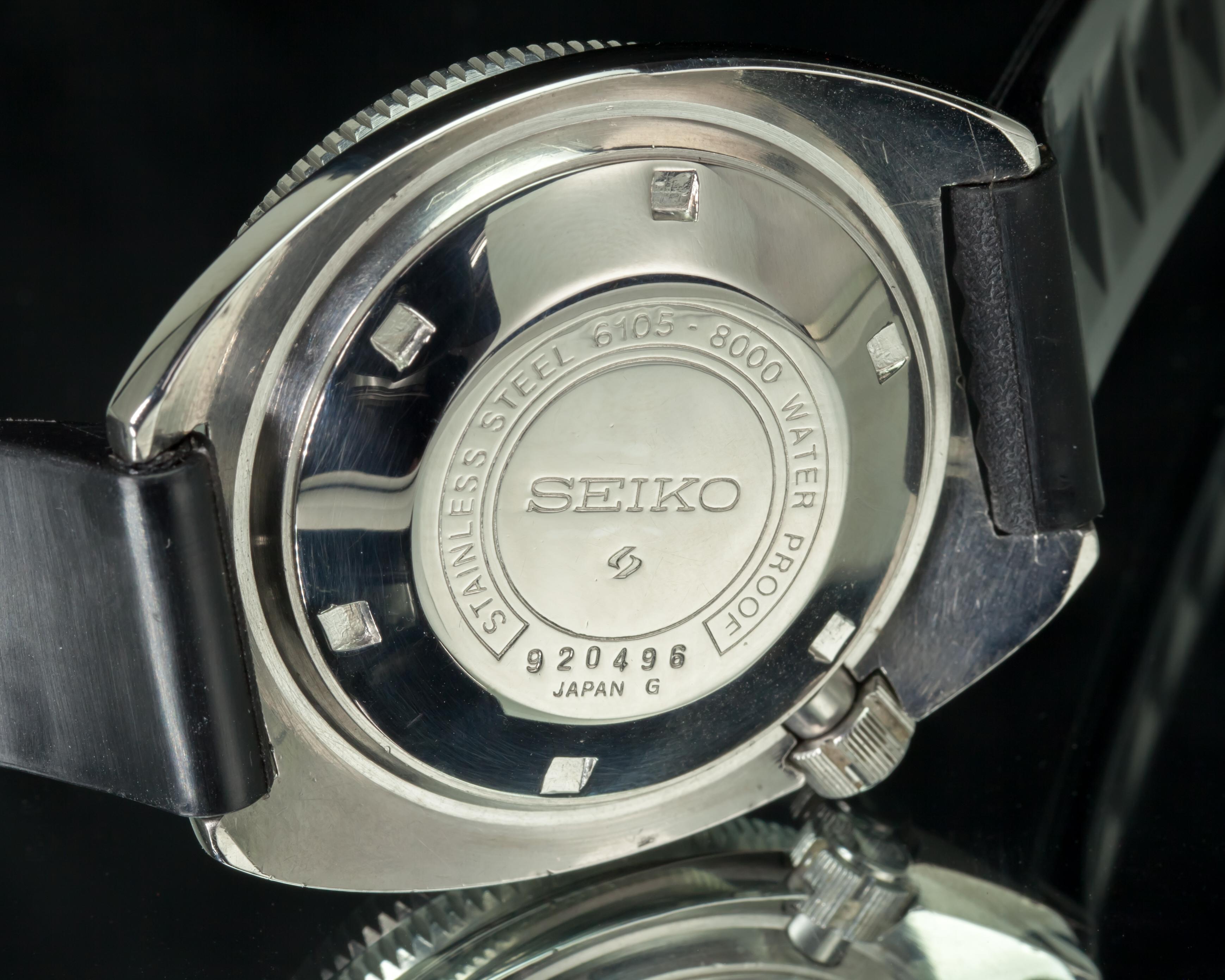 Modern Seiko Stainless Steel Automatic Sports Watch 6105-8000 w/ Rubber Band Feb 1969