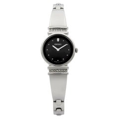 Seiko Stainless Steel Crystal Black Dial Quartz Ladies Watch 1N00-0ZT8