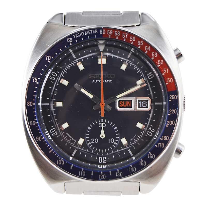 Seiko Stainless Steel Day Date Chronograph from 1990's For Sale at 1stDibs