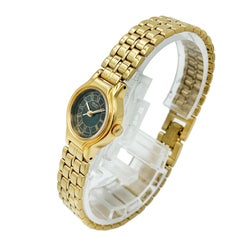 Seiko Stainless Steel Gold Tone Black Dial Japan Quartz Ladies Watch SXF332