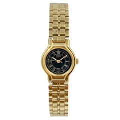 Seiko Stainless Steel Gold Tone Black Dial Japan Quartz Ladies Watch SXF332