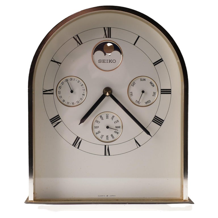 Seiko Table Clock from the 1980's, in Brass, with Roman Numerals For