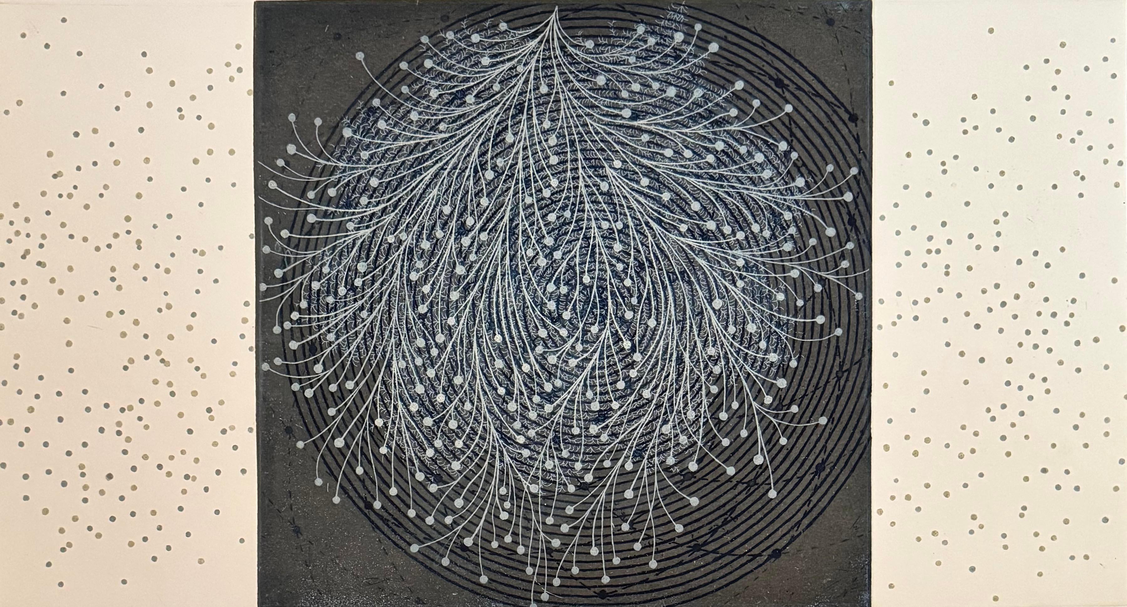 Carborundum and intaglio. Signed and numbered from the edition of 25. 

Tachibana’s prints take their inspiration from nature, a meditation on the forms and shapes of water, ferns and the basic elements of life.

Seiko Tachibana was born in Japan